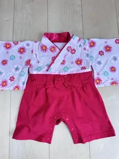 【サイズ50-60】袴風ロンパース 花柄