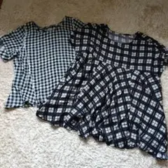 Liveincomfort　チェック柄 半袖Tシャツ 2枚セット大きいサイズ3Lのサムネイル