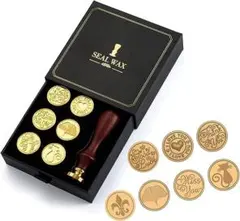 シーリングスタンプ スタンプ セット 木製ハンドル 手紙 印章 ギフトボックス