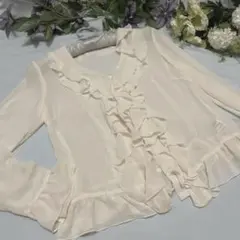 シアーブラウス　2WAY フリルカラー　オフホワイト　M 未使用品