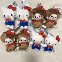 モンチッチ×ハローキティ おそろいアクリルチャーム付きマスコット全4種　2セット