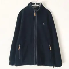 ユーピーレノマ　フリースジャケット　アウター　ハイネック　コーデュロイ風　黒　L