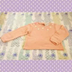 新品☆プティマイン(petit main)☆長袖☆花付きニットプルオーバー