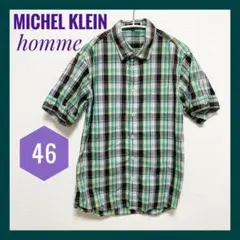 M*i様 MICHEL KLEIN homme 半袖シャツ メンズ チェックシャのサムネイル