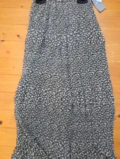 nano universe フラワープリント フレアロングスカート　38