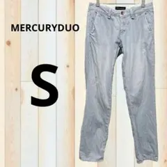 MERCURYDUO 25インチ　ストレートパンツ　ブルー×ホワイト　ストライプ