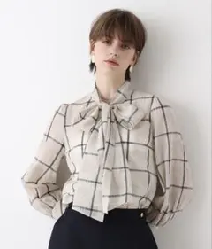 【新品】allureville アルアバイル♡シアーチェックボウブラウスのサムネイル