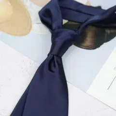 新品 メンズ ネクタイ 無地 ダークネイビー 光沢 サテン 8cm ソリッドタイ