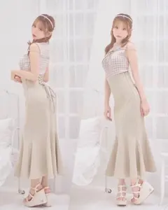 ❤︎ミシェルマカロン　大人の美脚スカート　ベージュ フレアスカート ハイウエスト❤︎