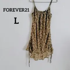 ✨美品 FOREVER21 【L】 花柄 キャミワンピース グリーン系 膝上丈