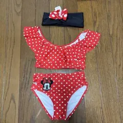 ミニーマウス 水着セット 赤・白水玉　Disney Store