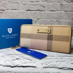 新品タグ付き✨ブルーレーベルクレストブリッジ ラウンドジップ チェック 長財布
