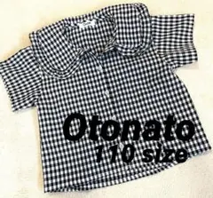 Otonato ギンガムチェック 黒　フリル襟ブラウス 110size