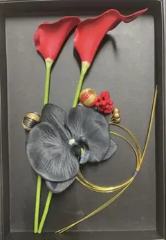 大きめブラック胡蝶蘭とカラー髪飾り　和玉　水引　和装　結婚式　卒業式　成人式