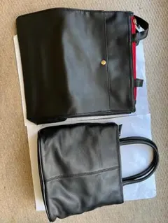 ブラックレザー ビジネスバッグ 2点セット