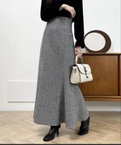 ABITOKYO ハイウエストバックレースアップ千鳥柄マーメイドスカート