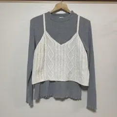 2点セット honeys ニットベスト グレー・アイボリー