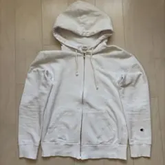 Champion ホワイト ジップアップパーカー M