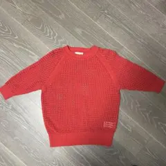 えこたん 様Te chichi オレンジ 透かし編みニットセーター フリーサイズ