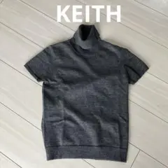 キース　半袖　タートルネック　ハイネック　グレー　ウール　毛　M