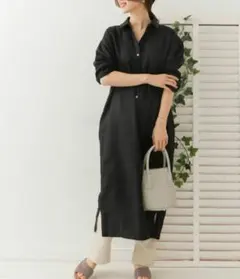 極美品 アーバンリサーチドアーズ リネンバックタックシャツワンピース