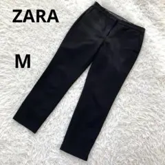 【ZARA】ザラ　ウエストゴムストレッチテーパードパンツスラックス　黒Mオフィス