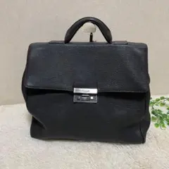 ◇ 美品◇ FURLA フルラ　ビジネスバック　シボ革　オールレザー　ブラック