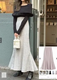 GRL ラメチェックツイードマーメイドスカート
