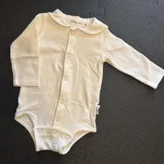 ホワイト 襟付きロンパース 長袖