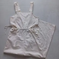 Kastane(カスタネ)　カットアウトシャーリングサロペット　アイボリー