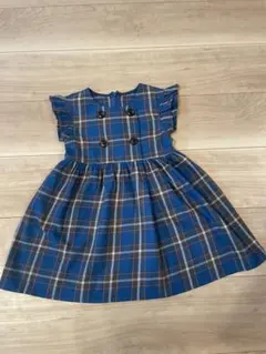 【GW明けの発送】Bebe 青系チェック柄 ワンピース 100