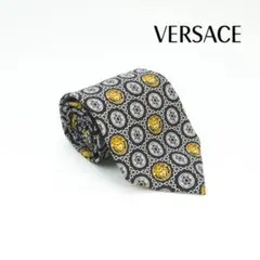 ジャンニヴェルサーチ ネクタイ メデューサ 総柄 イタリア製 シルク黒 @UG5