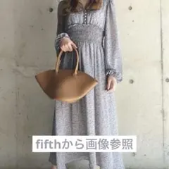 fifth クラシカルフラワーシフォンウエストギャザーワンピース