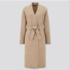 ユニクロ【M】ゆったりデザイン 肌触りもっちり 手洗い可能／ロングニットコート