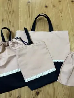 リボン柄フリル付き入園・入学セット