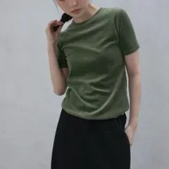 最終値下げ【新品タグ付き】ベロア Tシャツ freeカーキ ohotoroのサムネイル