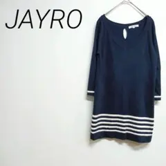 JAYRO ネイビー Vネック ニット 五分袖　M 伸縮性　☆3050