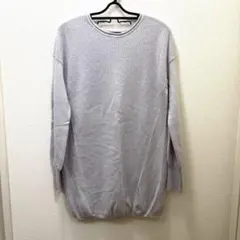 カシミヤ100% TAKASHIMAYA リブ編み長袖セーター　ライトグレー