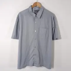 Quiksilver 細格子 総柄 半袖シャツ XL ビッグサイズ 水色のサムネイル