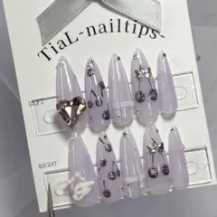 98【サイズオーダー】ネイルチップ　フレンチガーリー　量産　さくらんぼ　春リボン