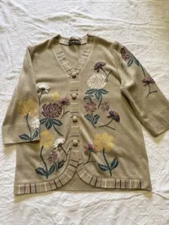 美品！斎藤都世子 TOYOKO SAITO サマーニットニット/花柄 透かし