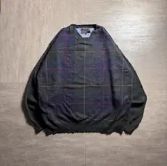 【90's】トミーヒルフィガーゴルフ　チェックウールセーター　マルチカラー　XL