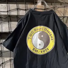 T&C タウン&カントリー Tシャツ 陰陽 袖裾シングルステッチ ブラック L 
