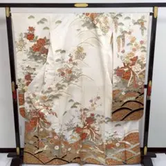 振袖 金彩 美しい草花染め 本金糸 豪華加工 正絹 着物T-9904