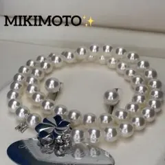 K18/ミキモト✨あこや真珠 Mチャーム ネックレス ピアス 花珠級 8.0 