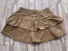 ブラウン コーデュロイ フリル付きショートパンツ 80cm