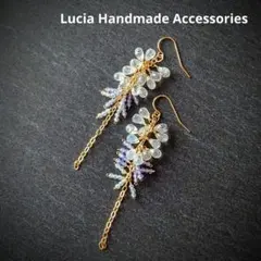 【14kgf】レインボームーンストーンのロングピアス