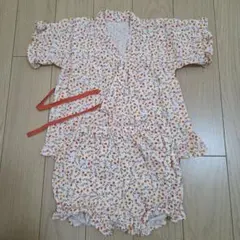 花柄 甚平 90cm オレンジ