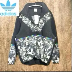 未使用adidasデッドストック銀タグ フリースジャケット黒総柄ユニセックス希少
