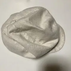 ハンドメイド　アイボリー ベレー帽 動物柄